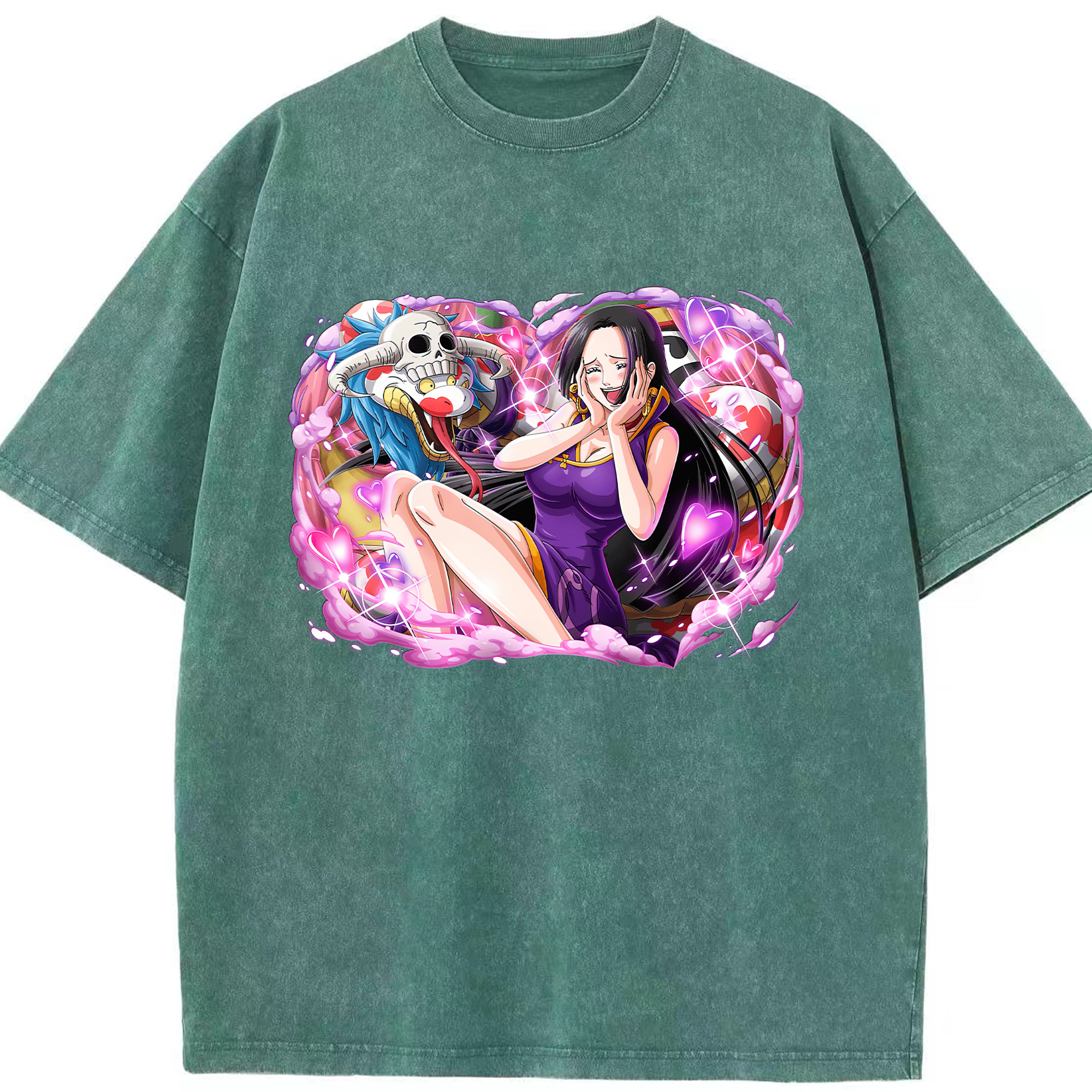 ワンピース ボア・ハンコック ONE PIECE Boa·Hancock 綿100% ヴィンテージ風 半袖Tシャツ（フロントプリント）